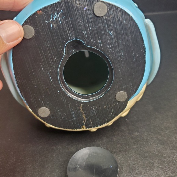 Kitschy Hard Rubber Pudgy Blue Bird Piggy Bank Vintage 6"x6" - Picture 7 of 9